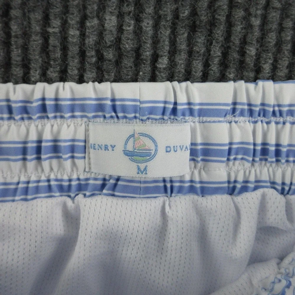 Henry Duvall Swim Shorts Mens M Blue White Striped Trunks Lined Drawstring NWT